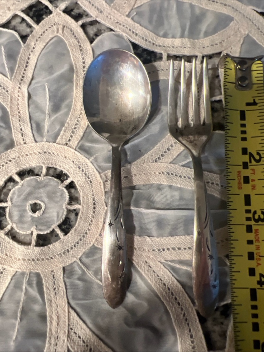 Vintage Silver-Tone Children's Spoon and Fork Set - Silver